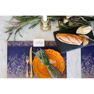 Hester & Cook NAVY WOVEN FLORAL PLACEMAT! 24 Placemats